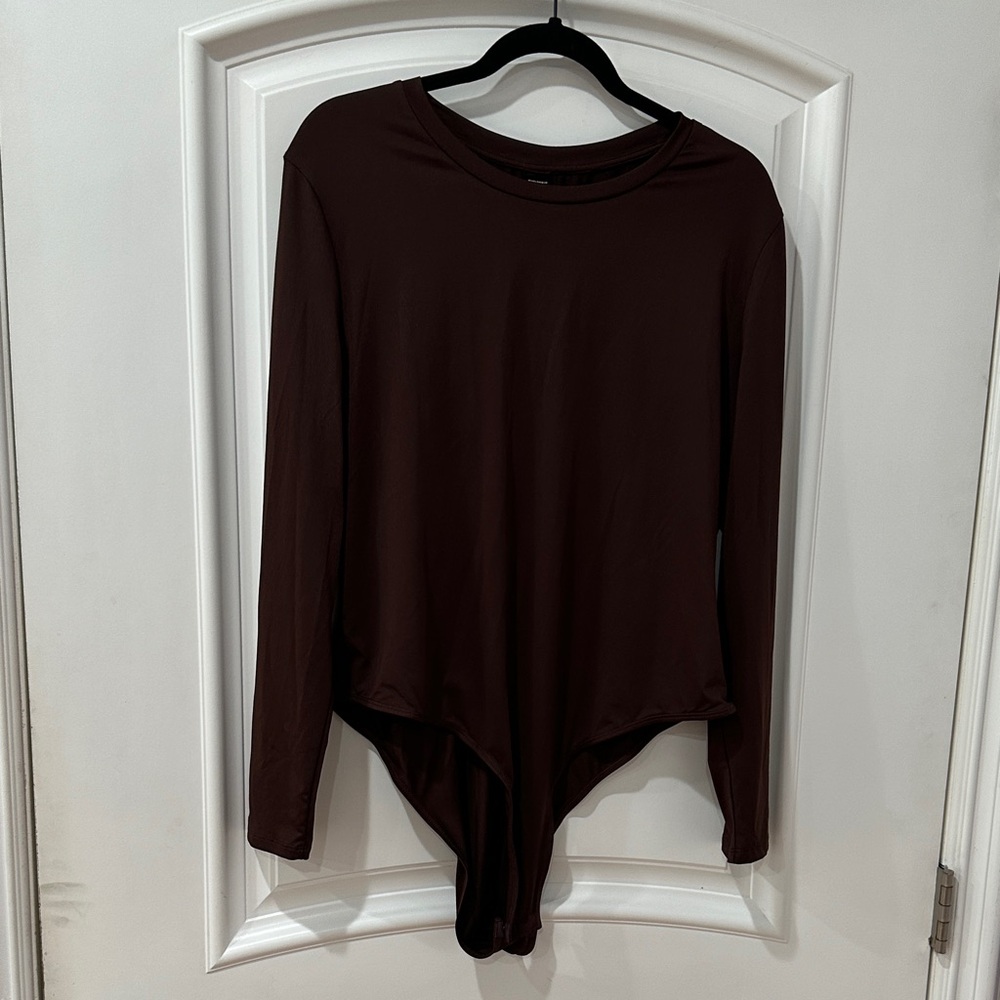 SHEIN Chocolate Long Sleeve Bodysuit